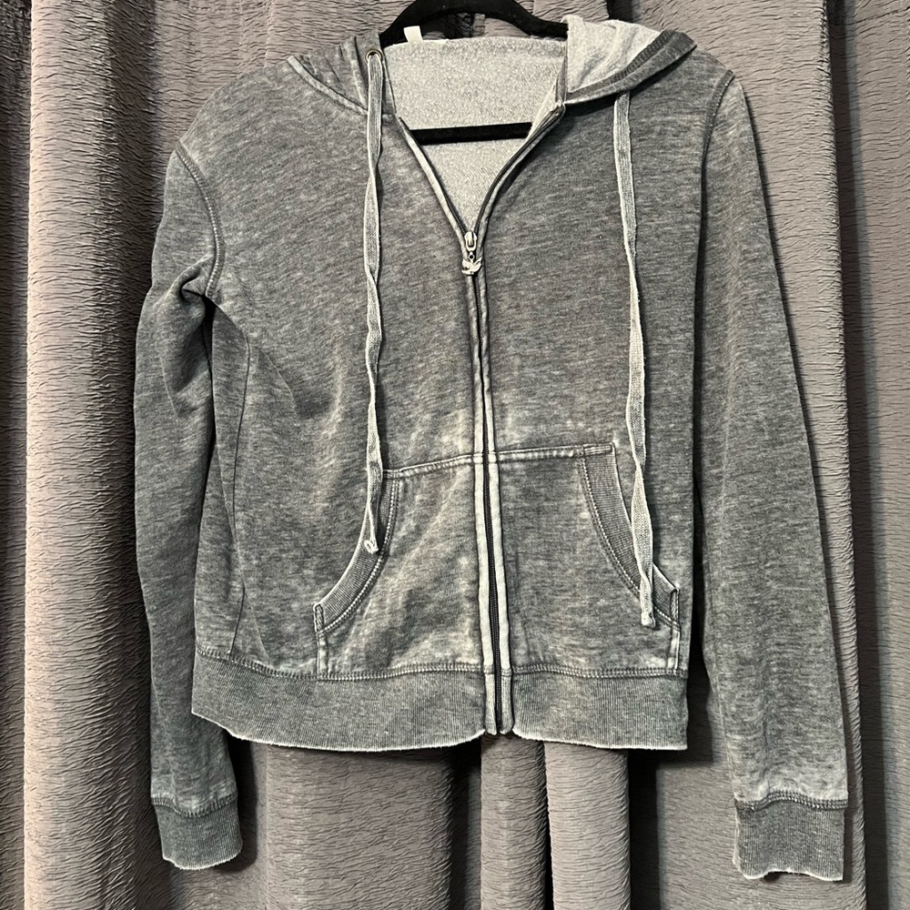 Gray Hooded Zip Up